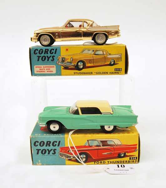 Appraisal: TWO CORGI MODELS INCLUDING S STUDEBAKER 'GOLDEN HAWK' GOLD WITH