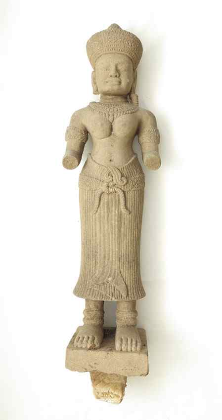 Appraisal: SANDSTONE FIGURE OF KHMER KINGDOM DEITY '' h actual age