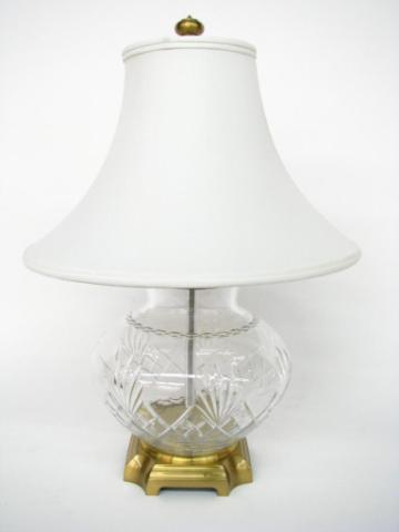 Appraisal: Glass and brass table lamp height to finial is approximately