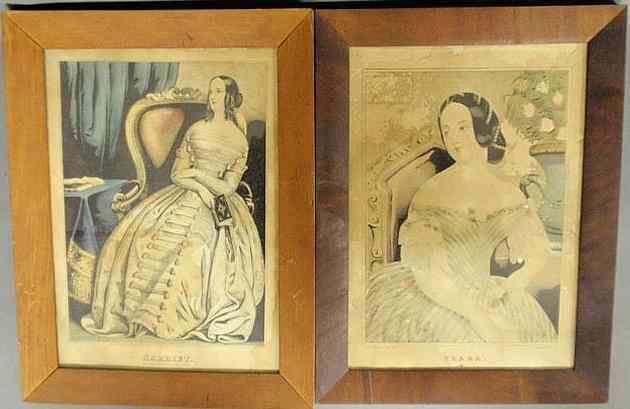 Appraisal: Pair of N Currier lithograph portraits of Clara and Harriet