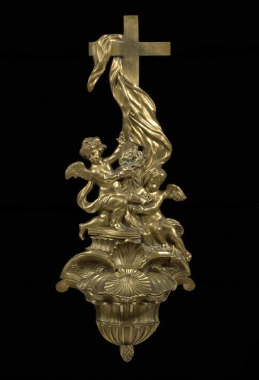 Appraisal: Italian Gilt-Bronze Benitier mid- th century in the rococo taste