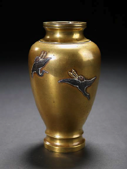 Appraisal: Japanese Multi-Metal Vase late Meiji period - of baluster form