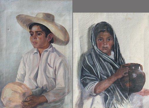 Appraisal: BRIDGES Eleanor Massey American th C Oil Canvas Portraits Mexican