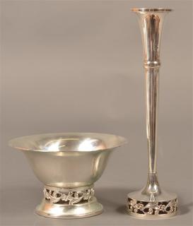 Appraisal: Baldwin Miller Sterling Vase and Footed Bowl Baldwin Miller Inc