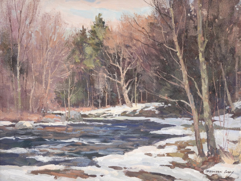 Appraisal: BERNARD COREY WINTER FOREST LANDSCAPE PAINTING Massachusetts - Impressionist depiction