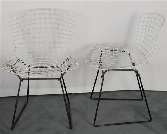 Appraisal: Pair Bertoia Wire Side Chairs classic design wear to white