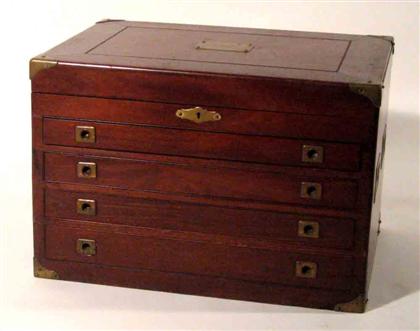 Appraisal: Mahogany silver chest Rectangular hinged top over four drawers with