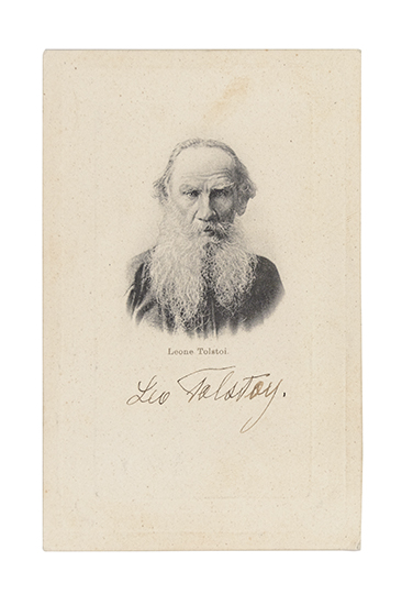 Appraisal: TOLSTOY LEO Photograph Signed on the verso of an Autograph