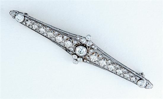 Appraisal: Belle Epoque platinum and diamond bar pin set throughout with