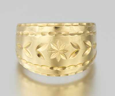 Appraisal: A Ladies' k Gold Ring k yellow gold wide band