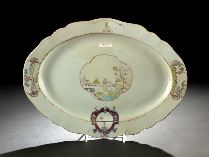 Appraisal: Chinese Export Famille Rose Porcelain Oval Platter Qianlong Reign -