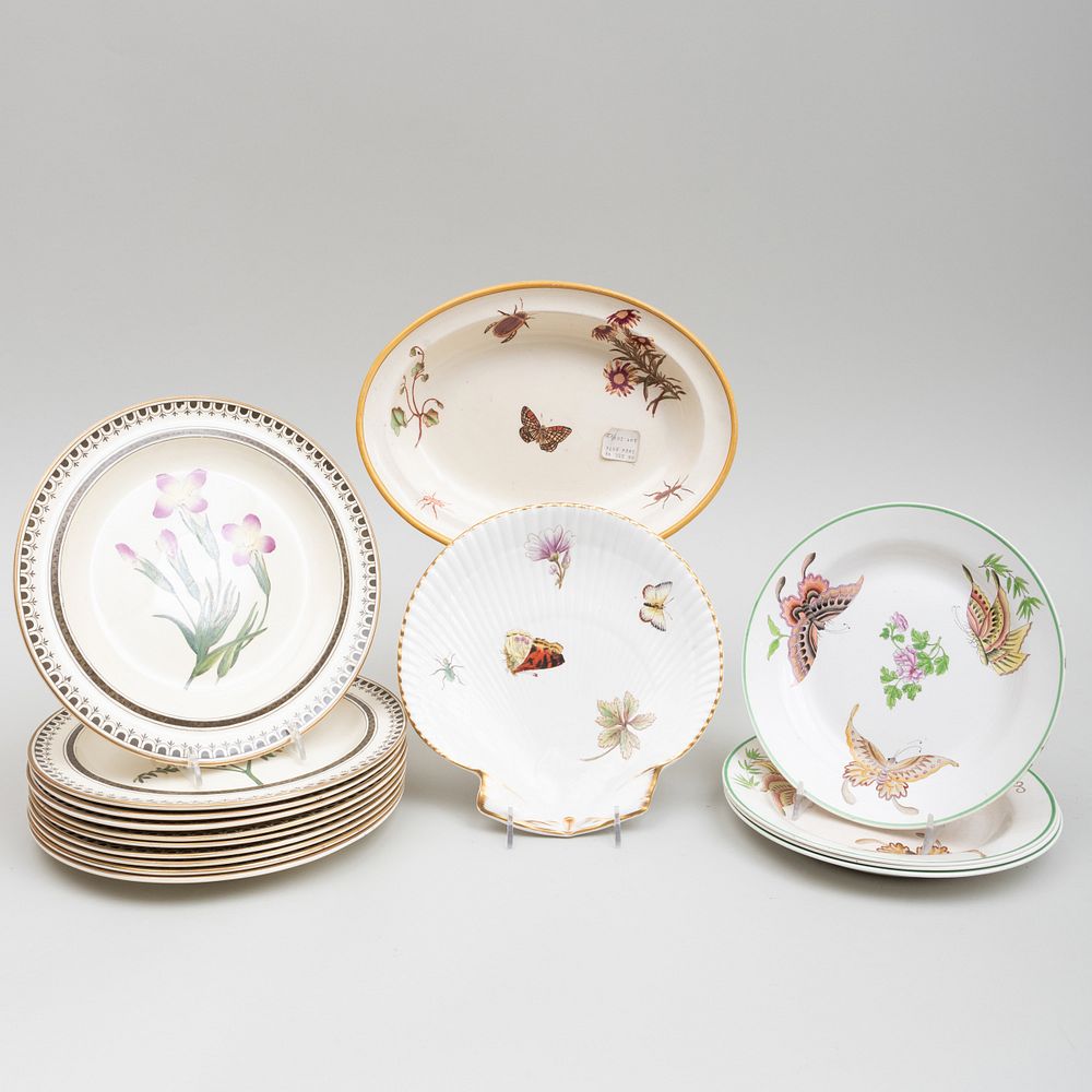 Appraisal: Assembled Group of Wedgwood Creamwares Decorated with Insects and Flowers