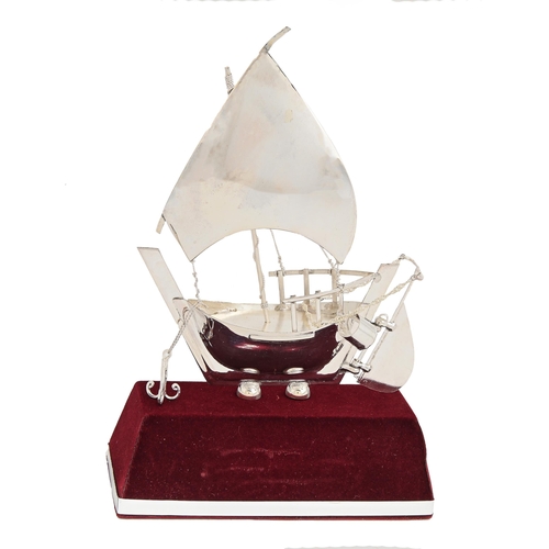 Appraisal: A miniature foreign silver model of a sailing vessel th