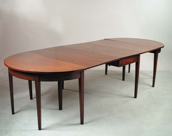 Appraisal: THREE PART HEPPLEWHITE MAHOGANY DINING TABLE Two D-shaped ends having