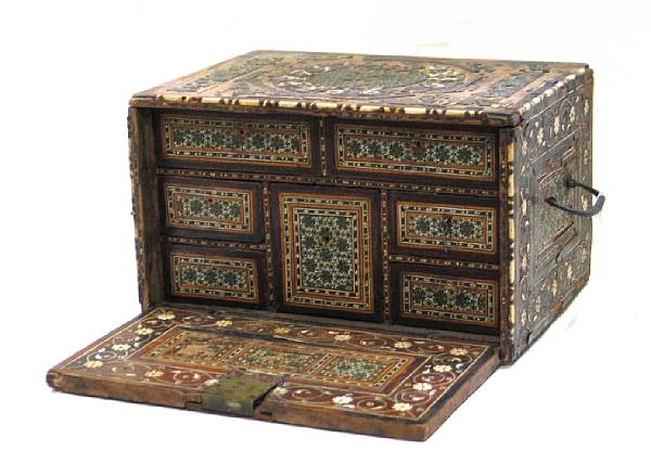 Appraisal: An Indian inlaid table box th th century The rectangular