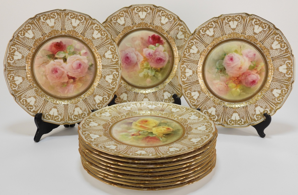 Appraisal: PC ROYAL DOULTON PERCY CURNOCK ROSE PLATES England Late th-Early