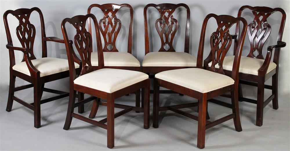 Appraisal: BAKER MAHOGANY SET OF SIX CHIPPENDALE DINING CHAIRS INCLUDING TWO