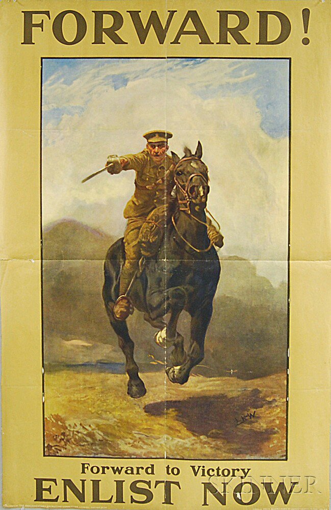 Appraisal: British Forward Forward to Victory - Enlist Now WWI Lithograph