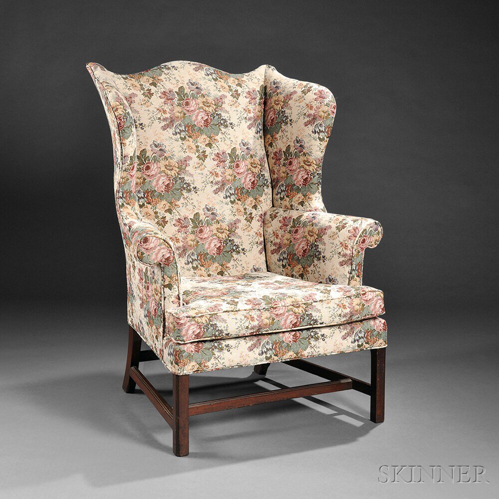 Appraisal: Upholstered Mahogany Easy Chair possibly Portsmouth New Hampshire late th