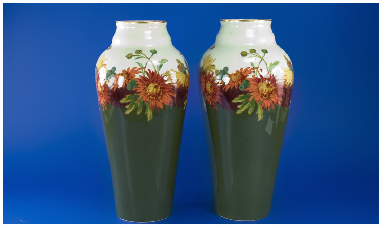 Appraisal: Dresden Villeroy and Boch Pair of Tall Baluster Vases with