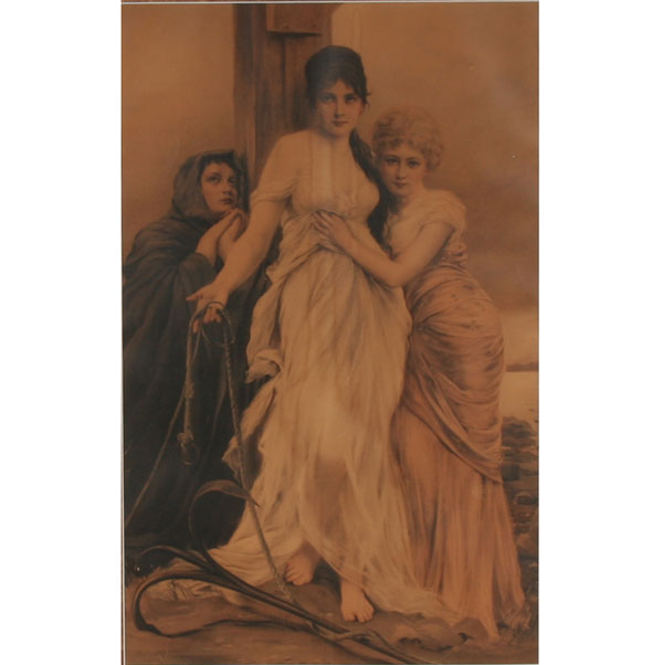 Appraisal: Large Victorian allegorical print with three women figures two draped