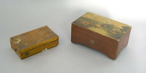 Appraisal: Two Swiss musical dresser boxes h w h w together