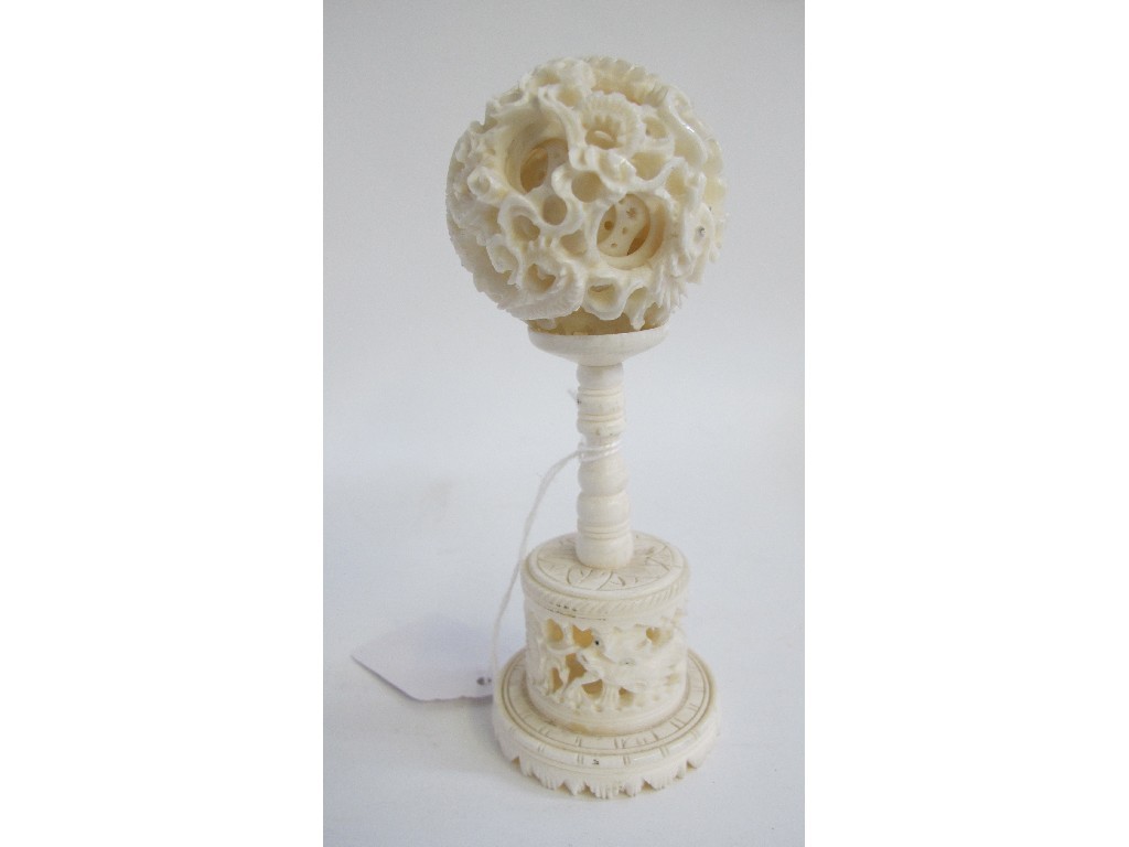 Appraisal: Carved ivory puzzle ball