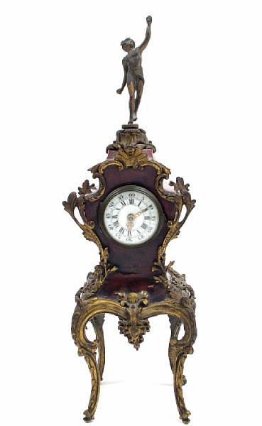 Appraisal: A Louis XV style gilt-metal and tortoiseshell timepiece height in