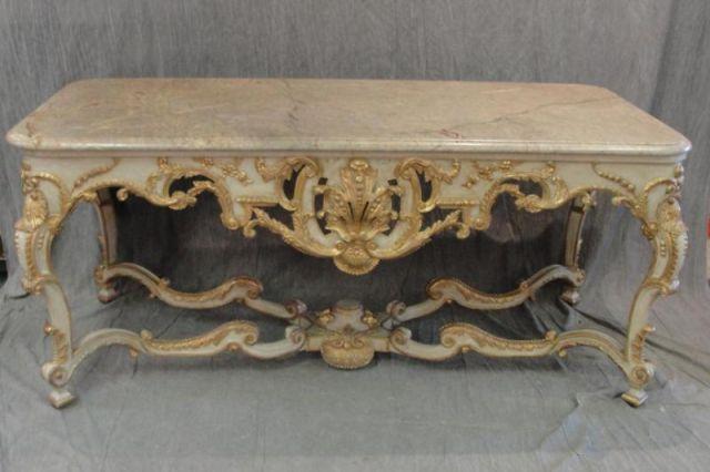 Appraisal: Louis XVI Rococo Style Marbletop Table Beautiful table with carvings