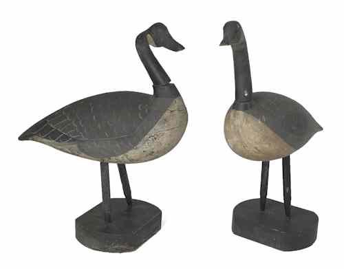 Appraisal: Pair of carved and painted Canada goose decoys early th