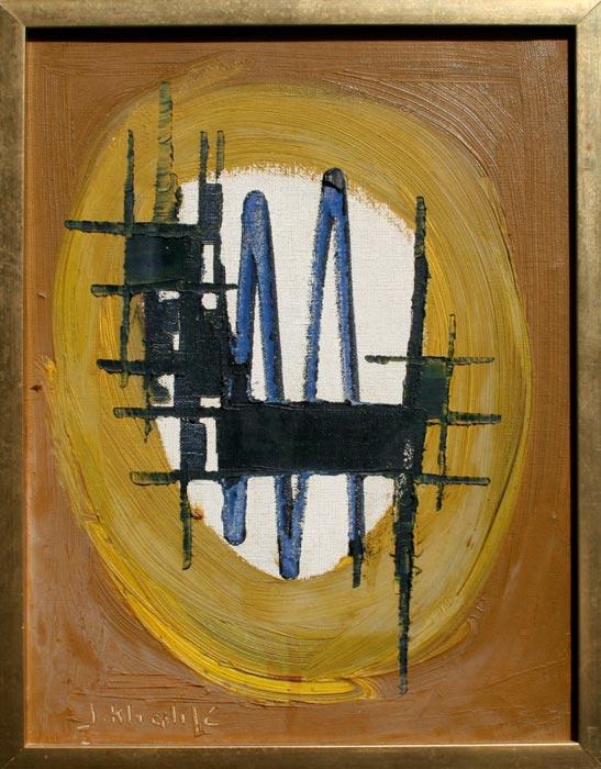 Appraisal: KHALIFE Jean Lebanese - Mustard and dark blue abstract OIL