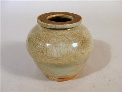 Appraisal: Chinese white glazed stoneware jarming qing dynasty