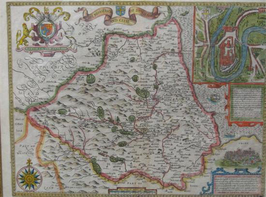 Appraisal: John Speed Hand coloured engraved map of the Bishoprick and