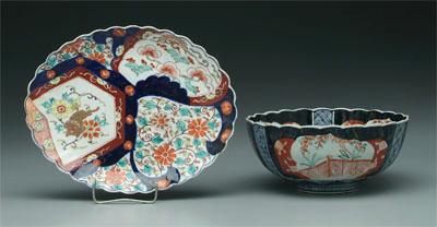 Appraisal: Two pieces Japanese Imari bowl with scalloped rim - x