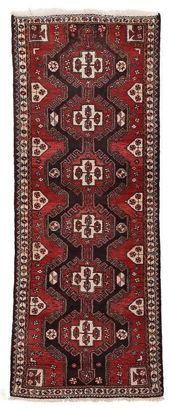 Appraisal: Persian Runner th century red field with six interconnected medallions