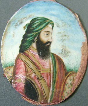 Appraisal: A th century Indian miniature portrait depicting Dewan Mool Raj