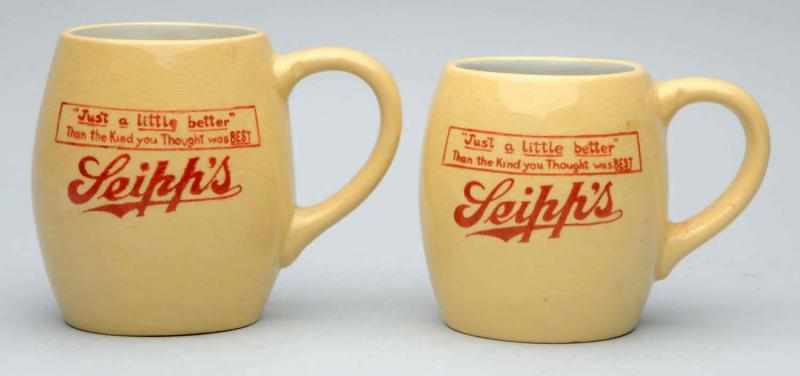 Appraisal: Lot of Seipp's Beer Stoneware Mugs Both with crazing and