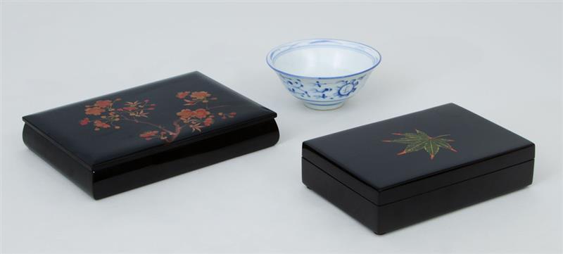 Appraisal: Two Japanese Lacquer Boxes and Covers Modern Together with a