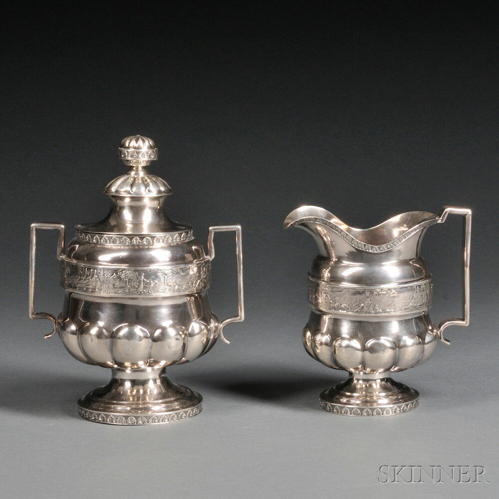 Appraisal: Silver Cream Jug and Sugar Bowl William B Heyer New