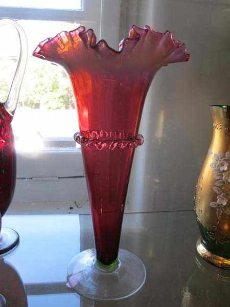 Appraisal: VICTORIAN RUBY GLASS TRUMPET VASE