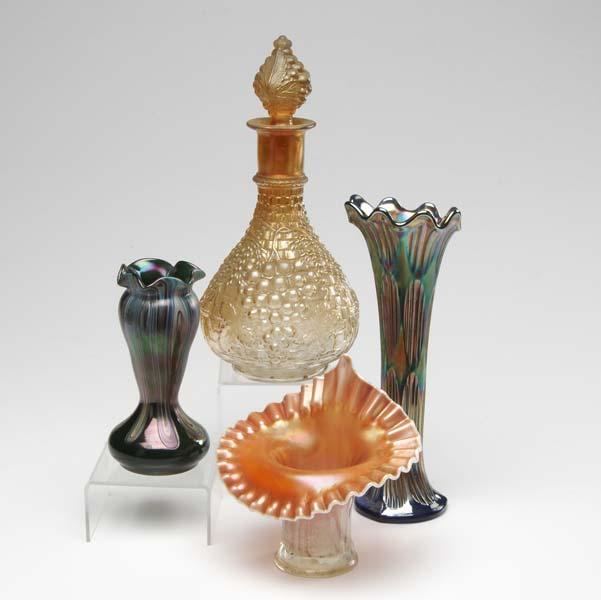 Appraisal: CARNIVAL GLASS Four pieces including a jack in the pulpit