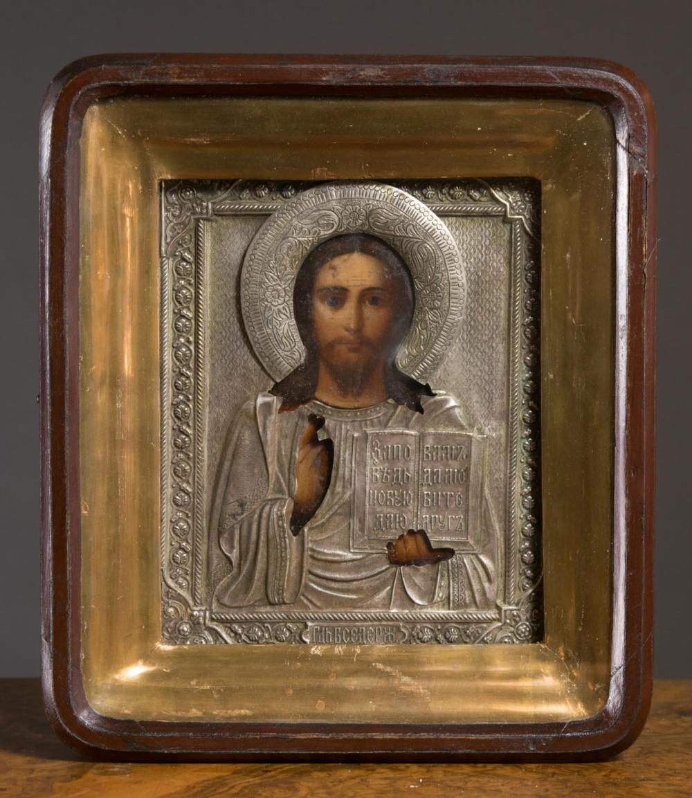 Appraisal: RUSSIAN ICON PANTOCRATOR Ruler of All Christ the Teacher with