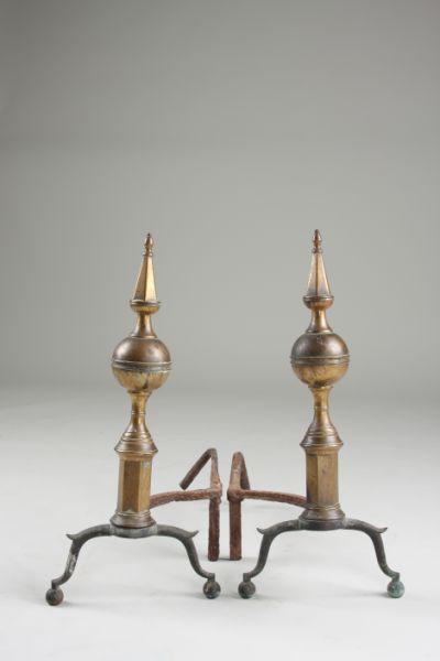 Appraisal: Pair of NY Federal Andirons Signed Whittingham late th c