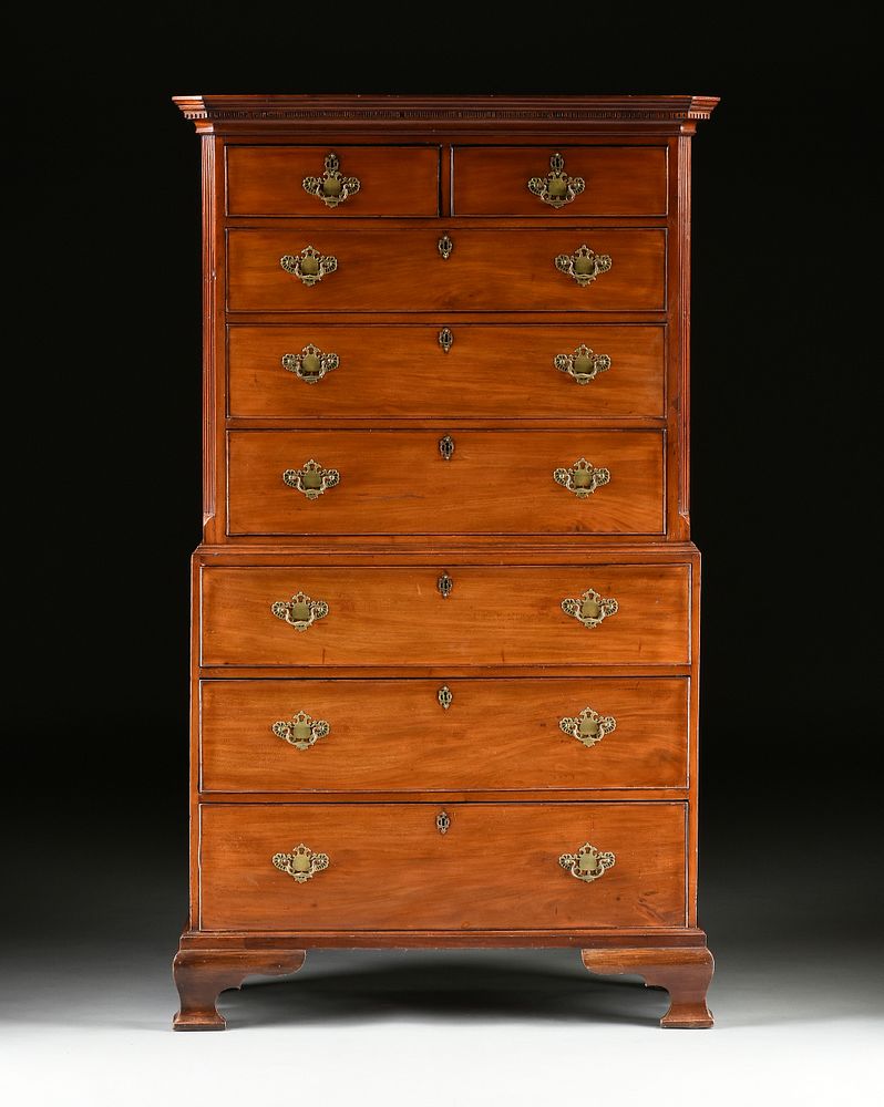 Appraisal: AN AMERICAN CHIPPENDALE MAHOGANY CHEST-ON-CHEST LATE TH CENTURY AN AMERICAN