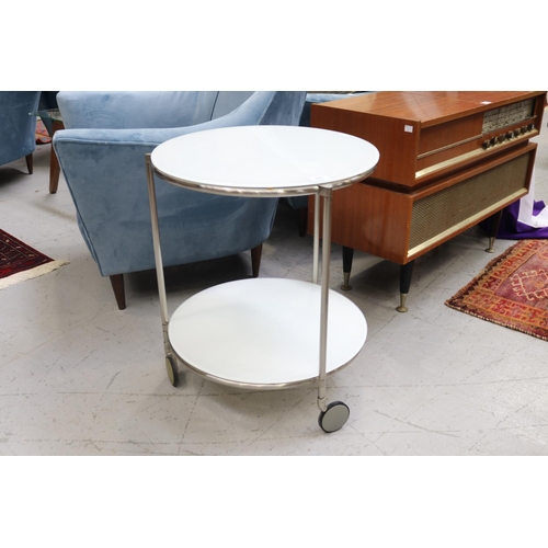 Appraisal: Modern design circular top white glass table approx cm H