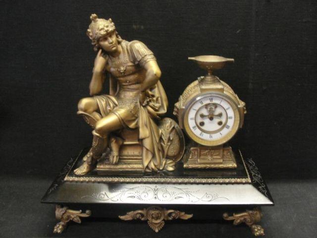 Appraisal: Antique Metal Figural Mantle Clock From a Mamaroneck location Dimensions