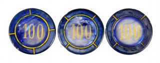 Appraisal: Lot Of Mother Of Pearl Poker Chips These blue circular