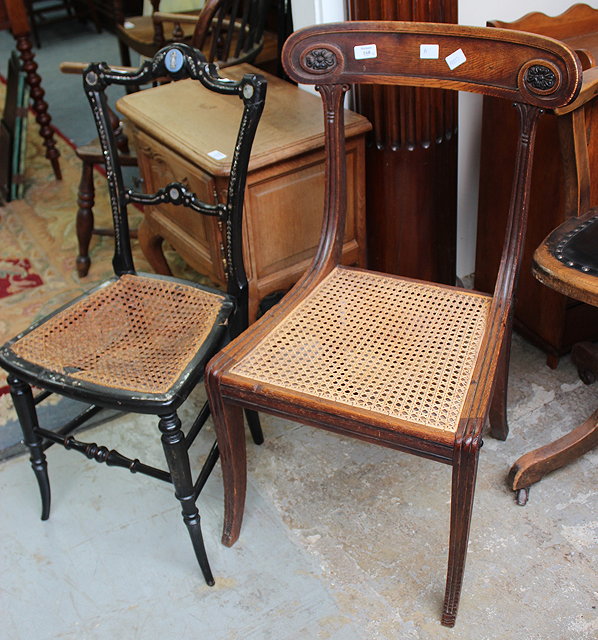 Appraisal: A REGENCY OAK DINING CHAIR with caned seat together with