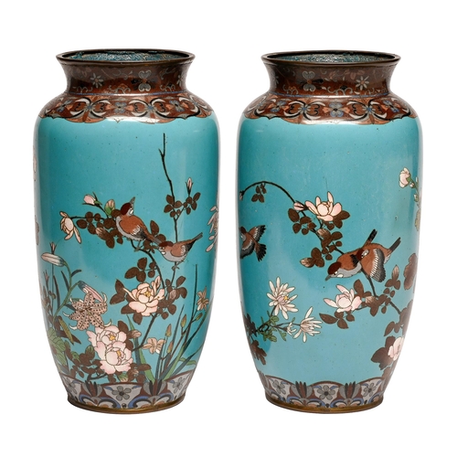 Appraisal: A pair of Japanese cloisonne enamel vases Meiji period of