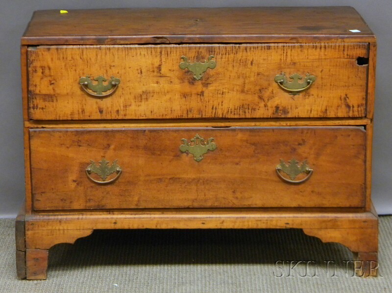 Appraisal: Make-do Chippendale Tiger Maple Two-drawer Blanket Chest detached top